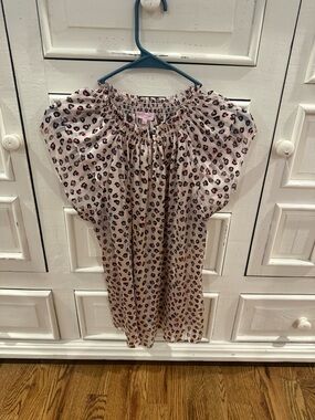 Stella & Dot Pink Leopard Print Blouse
